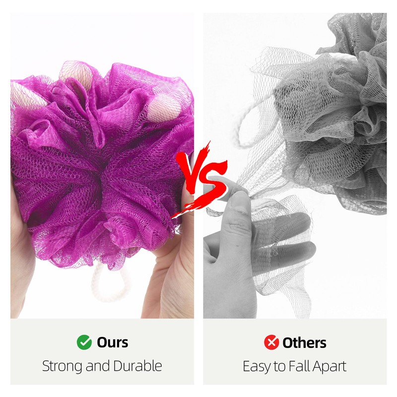 BTYMS Premium Mesh Poufs (65g/pcs) Bath Sponges Shower Loofahs Exfoliating