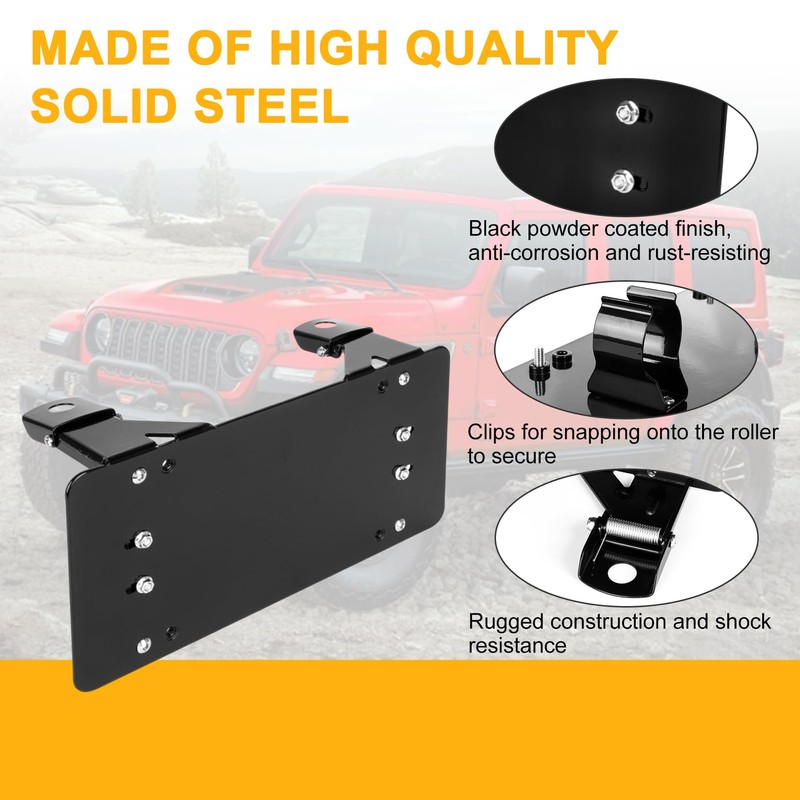 PSLER Fairlead Mounted Flip-Up License Plate Bracket for UTV ATV