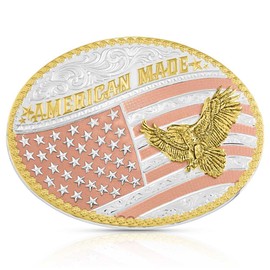 Montana Silversmiths Men's Big Bold Stripes American Made Classic Buckle Silver One Size