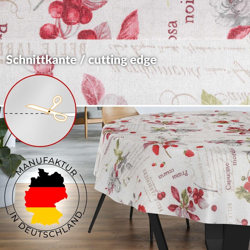 Fabric Tablecloth Washable Table Linen Tablecloth Cotton Polyester Berries Round