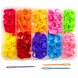 Stitch Markers 10 Colors Knitting Crochet Locking 160Pcs Stitch Needle Clip Counter with 3 Plastic Needle Randomly (Multicolor-160 pcs)
