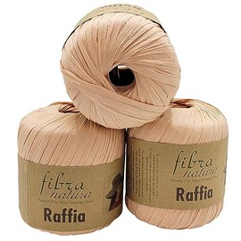 120 g Fibra Natura Raffia Yarn, 100% Viscose/Cellulose, Macrame Cord, Natural Yarn, Plain (Apricot 116-23)