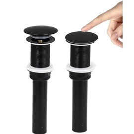 Genérico SOFO contra DE Lavabo Cromo Negro DE Push Y TAPON/Salida DE 1 1/4 ESTANDAR EN DESAGUES (Negro)