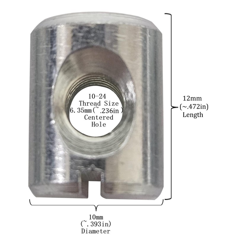 (50) Cross Dowels/Barrel Nuts - 10-24 12mm X 10mm Zinc-Plated