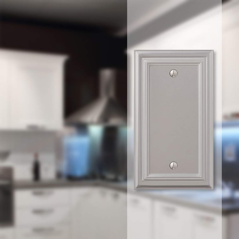 AMERELLE 94BN Continental Single Blank Cast Metal Wallplate in Satin