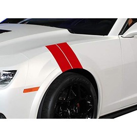 FGD Fender Hash Stripe Graphics Decal Sticker Set Universal Fits Car Truck or SUV (Hm02) 9.5" x 23" (Red)