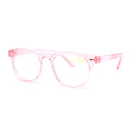 SA106 Kids Round Horn Rim Blue Light Blocking Computer Glasses Light Pink