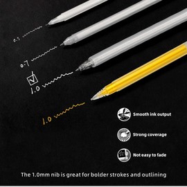 White Gel Pens – 1.0mm Gel Ink Pens for Black Paper Drawing, Smooth Ink Flow, High Opacity, Quick Drying Fine Tip, White Pen for Detailing, Journaling, Highlighting – Gel Pens for Coloring, 4 Pack