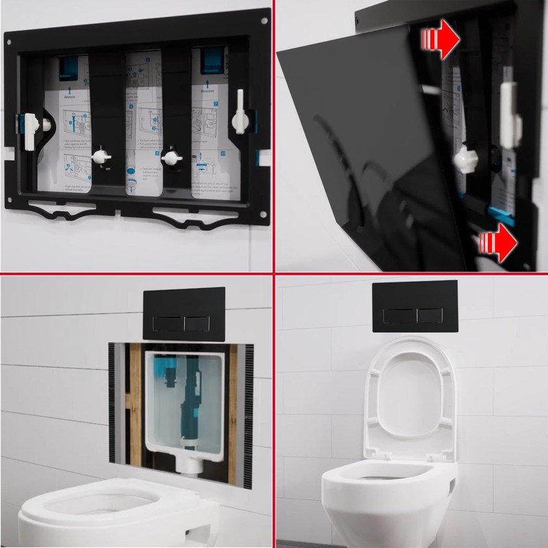 SPARES2GO Luxury Concealed Toilet Cistern Flush Plate Kit for Wall