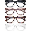EYEURL 4 Pack Fashion Oversized Reading Glasses for Women Men
