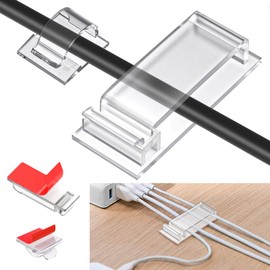pangdapengpeng 70 Stück Kabelhalter Selbstklebend, 50 Kleine Kabelclips + 20 GroBe Kabelmanagement, Kabel Organizer mit Klebstoff für Haus, Buro, TV, PC (Transparent)