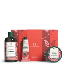 The Body Shop Strawberry Essentials Gift Set, Shower Gel 250ml, Body Yogurt 200ml, Hand Cream 30ml, Fruity Body Care Set, 48hr Hydration, Softening, Gentle Cleanse, Vegan Skincare Gift