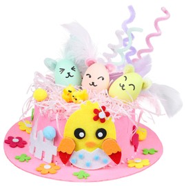 DERAYEE Easter Bonnet Kit for Kids, Easter Chick Bunny Egg DIY Art Craft Kits Make Your Own Easter Hat for Easter Craft Supplies (Pink)