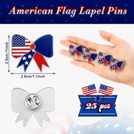 Tondiamo 4th of July American Flag Lapel Pins Bulk Bowknot Stars Patriotic Brooch Badges Gift for Independence Day Accessory (100 Pc)