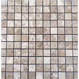 Emperador Light Brown 1x1 Polished Premium Marble Mosaic Tile, Shower Walls, Flooring, Bathroom