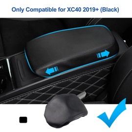 Coleya 2019-2023 2024 2025 XC40 Center Console Cover for Volvo XC40 (Core/Plus/Ultimate/Momentum/R-Design/Inscription), Waterproof&Comfy Lether Center Armrest Cover 2024 2025 XC40 Accessories (Black)
