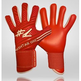 #1 Hashtag One Profi Grip Goalkeeper Gloves for Adults, Children's Goalkeeper Gloves, Football Gloves, Men, Goalkeeper Gloves Children, Various Sizes and Colours (5, Red)