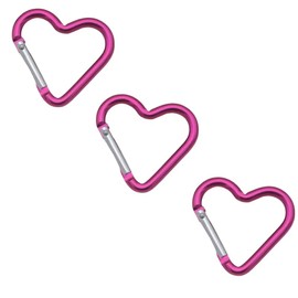 NYANDELMO Carabiner Heart Key Holder, Ultra Small Carabiner, Prescription Color, Colorful, Bag Charm, Multifunctional, Set of 3, Magenta Pink