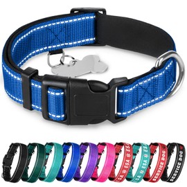 TECEUM Collar para perro con acolchado – Azul marino – Collar para todas las razas y tamaños de gatos y perros – S