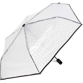 iX-brella Pocket Umbrella Transparent with Lens Effect and Coloured Handle and Edging Band, black, Automatic pocket umbrella