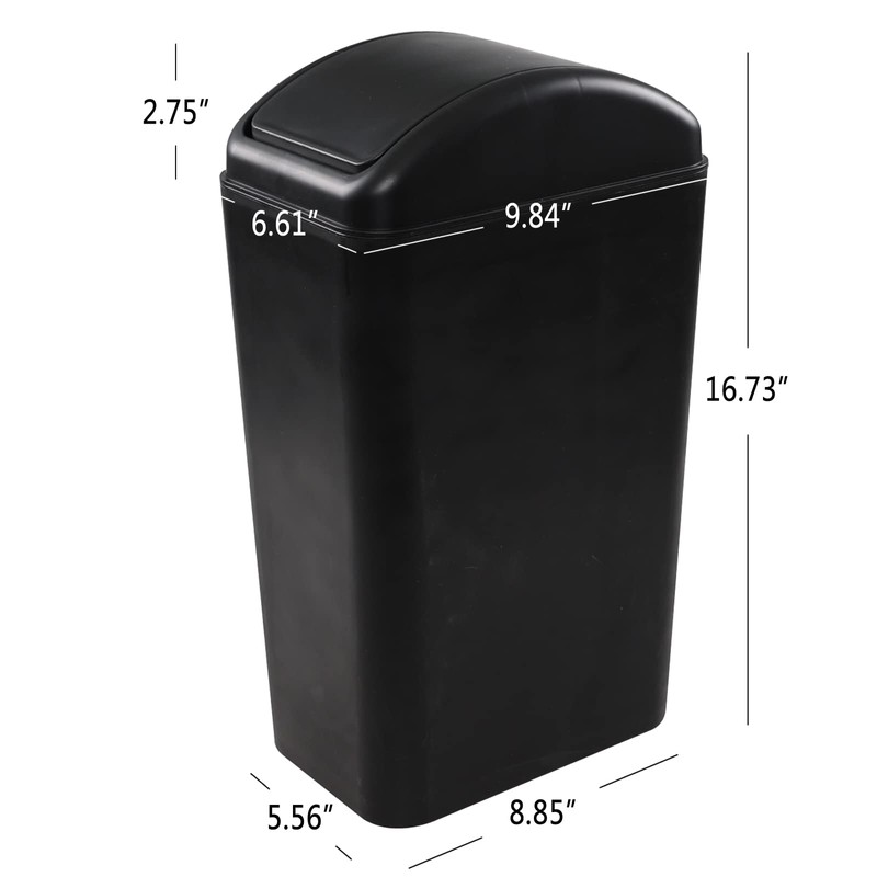 Readsky Cubo de Basura con Tapa Basculante 14 Litros, Negro