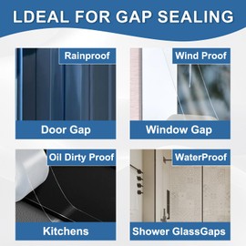 Transparent Window Weather Sealing Tape 2IN x 66 FT Draft Isolation No Residue Removable Adhesive Waterproof Windows Doors Shower Glass AC Units Ideal for Winter Seal & Summer Cold Air Loss Prevention