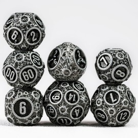 Metal DND Dice Set D&D, 7Pcs Meteorite Pattern Dungeon and Dragon Role Playing Dice with Gift Box, Polyhedral RPG D and D Game Dice D20 D12 D10 D8 D6 D4