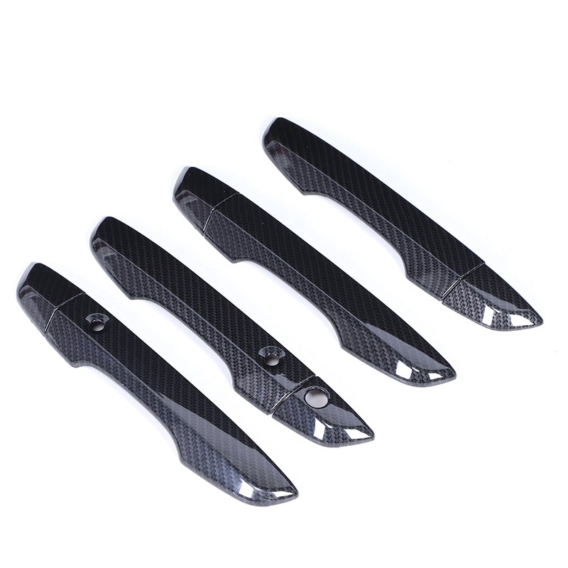 8pcs Smart Exterior Door Handle Cover Trim Carbon Fiber Style