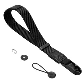 [Cobby] Wrist Strap Hand Strap Magnetic Buckle Anchor Design Nylon + Leather for SLR Mirrorless with Oval Ring Interchangeable (Black)