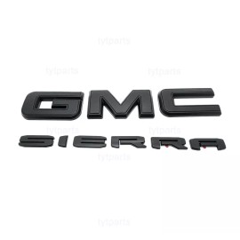 GMC Matte Front & Rear Emblem Overlay For 2019 - 2025 GMC Sierra 1500 2500HD 3500HD