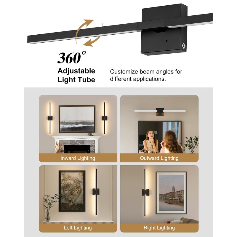 8000mAh Battery Operated Wall Sconce Set of 2, 3 Color