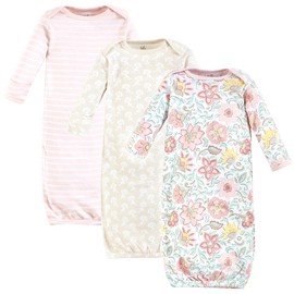 Touched by Nature Unisex Baby Organic Cotton Gowns, Traditional Floral, Preemie-Newborn