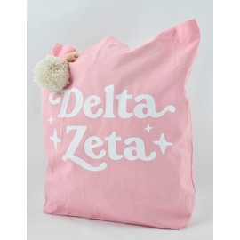 Sorority Shop Delta Zeta Retro Pom Pom Tote Bag