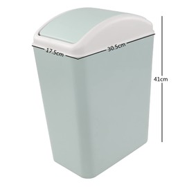 Vareone 15 L Plastic Slim Trash Bin with Swing Lid, Office Waste Basket Garbage Can