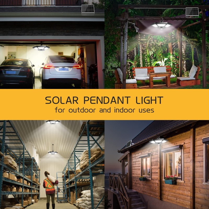 Deogos Solar Shed Light, Solar Pendant Light Indoor Outdoor,180 LED