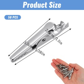 50Pcs Metal Small Alligator Clips Silver Crocodile Electrical Clamps Test Wire Spring Clamp Mini Alligator Clamp Versatile Craft Clip for Laboratory Electric Testing Work 35 mm