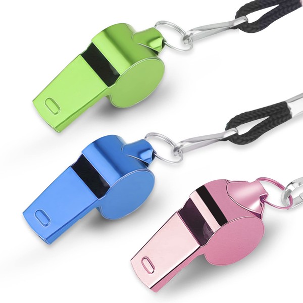 Whistle Whistle Disaster Relief Lanyard Outdoor School Gym Camping Hiking Survival Coach Referee Equipment Lifeguard (Pink + Blue + Green)