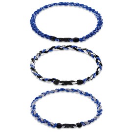 Junkin 3 Pcs Baseball Necklaces Three Braided Rope Titanium Necklace for Team Gifts Boys Men Player Softball Fans Sports (Classic Style)