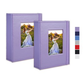 Cherrich Small Photo Album 4x6, Pack of 2 Leather Photo Book, Each Mini 26-Page Album Holds 52 Photos, Art Presentation Folder for Postcards & Picture Storage