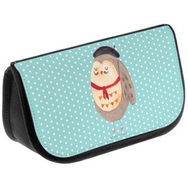 Mr. & Mrs. Panda French Owl Cosmetic Bag, turquoise, Hand Drawn