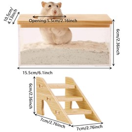 Wmzjnljy 1pc Hamster Sand Bath Box Container Hamster Bath Sand With Ladder Pet Supplies, For Small Animal Toilet Bathtub Hamster Dig Box Shower And Digging Room Litter(Z133-1)