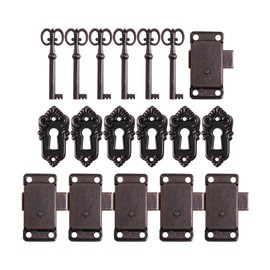 DOITOOL Vintage Cabinet Lock 6 Sets Antique Retro Vintage Latch Chest Cupboard Lock with Key for Wooden Jewelry Box Cabinet Furniture Drawer Dresser Case Door Locks