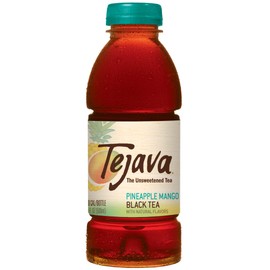 Tejava Unsweetened Black Iced Tea PET Bottles, Pineapple Mango, 16.9 Oz, Pack of 12