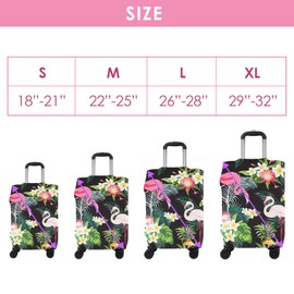 Adorila Travel Luggage Cover Protector, Washable Elastic Suitcase Cover, Luggage Protective Cover, Jungle Flamingo, M