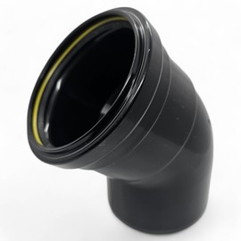 Duraplast UK™ Black 110mm (4 Inch) Soil Pushfit 45 Degree Bend Single Socket | BS Certified Durable PVC Fitting for Above & Below Ground Drainage Systems | Easy Installation & Leak-Free Performance