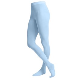 EMEM Apparel Girls' Kids Childerns Solid Colored Opaque Dance Ballet Costume Microfiber Footed Tights Stockings Fashion Light Blue 6-8