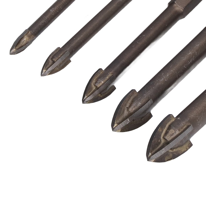 5Pcs Cross Hex Drill Bit Carbide Glass Drills Bits Concrete