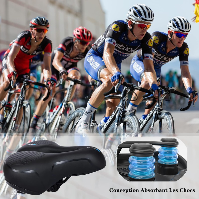 BELSVOR Comfortable Bicycle Saddle, Bicycle Saddle with Double Spring Shock