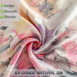 100% Pure Mulberry Silk Pillowcase Standard Size with Hidden Zipper Printed,Real Natural Floral Silk Pillow Cases for Hair and Skin,Soft and Cooling,Both Sides Slip Silk,1pc (20"x26",Pattern4)