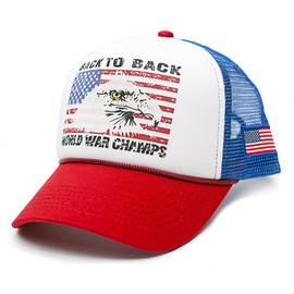 Back To Back World War Champs Eagle Unisex-Adult Trucker Hat -One-Size (Royal/Red)